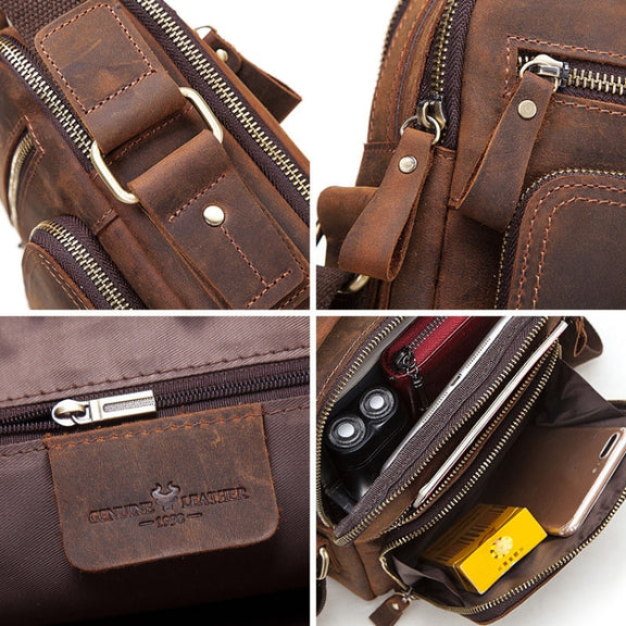 HUMERPAUL MH573 Men Shoulder Bag Leather Messengers Bag(Khaki)