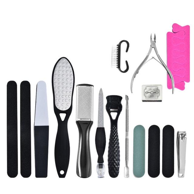DT17-1 17 In 1 Pedicure Kit Foot File And Grinder Exfoliating Manicure And Pedicure Tools(Black)
