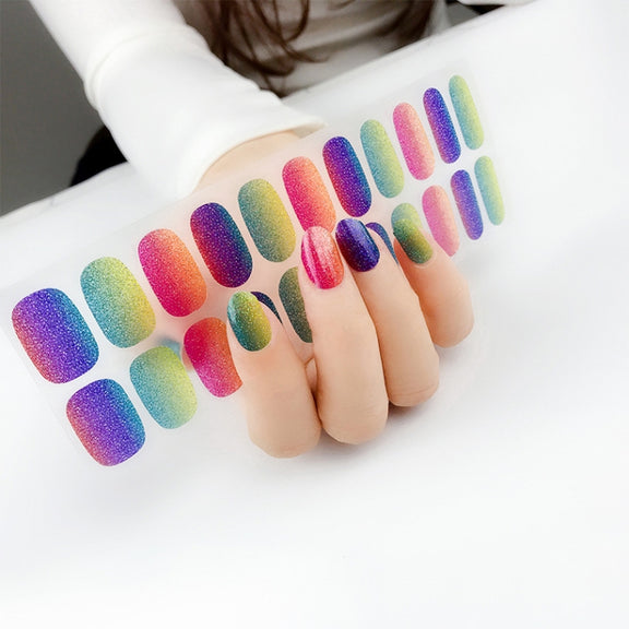 22 Fingers Shiny Onion Powder Starry Water-resistant Nail Sticker(ZX-3025)
