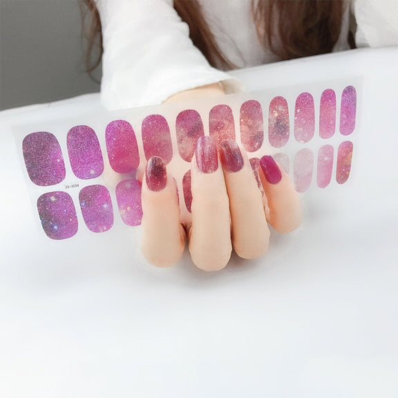 22 Fingers Shiny Onion Powder Starry Water-resistant Nail Sticker(ZX-3034)