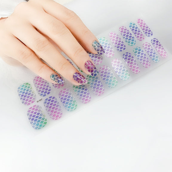 22 Fingers Shiny Onion Powder Starry Water-resistant Nail Sticker(ZX-3024)