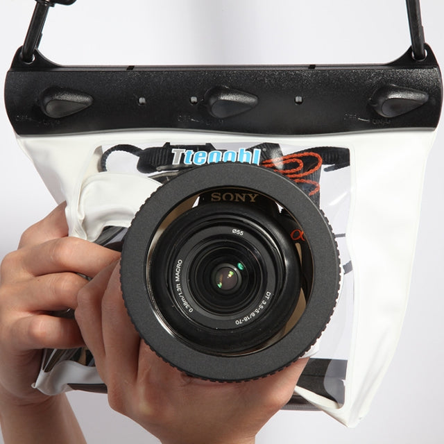 Tteoobl  20m Underwater Diving Camera Housing Case Pouch  Camera Water-resistant Dry Bag, Size: M(White)