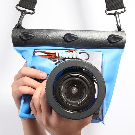 Tteoobl  20m Underwater Diving Camera Housing Case Pouch  Camera Water-resistant Dry Bag, Size: L(Blue)