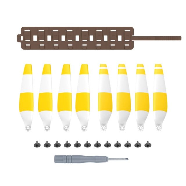 Sunnylife MM3-SN443 For Mini 3 Pro Propeller Blades + Silicone Folding Storage Bag(Yellow Strip+Brown Bag)