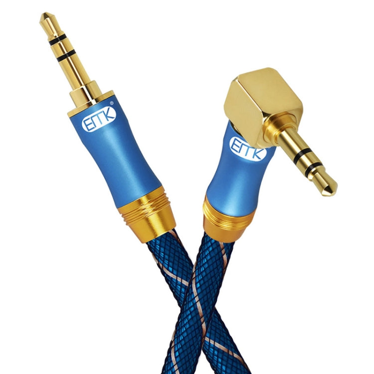 EMK 90-Degree Car 3.5mm Audio Cable Extension Cable, Cable Length: 2M(Blue)