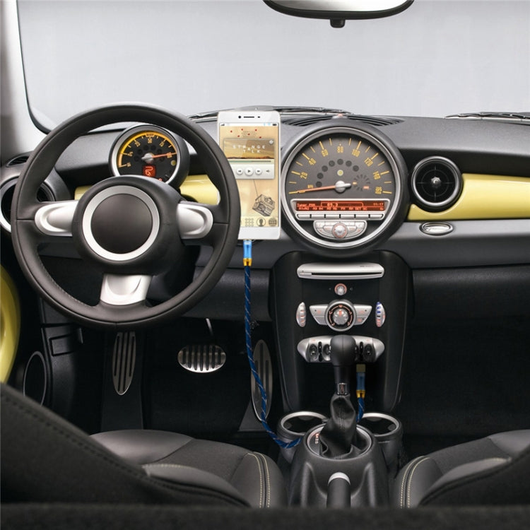 EMK 90-Degree Car 3.5mm Audio Cable Extension Cable, Cable Length: 2M(Blue)