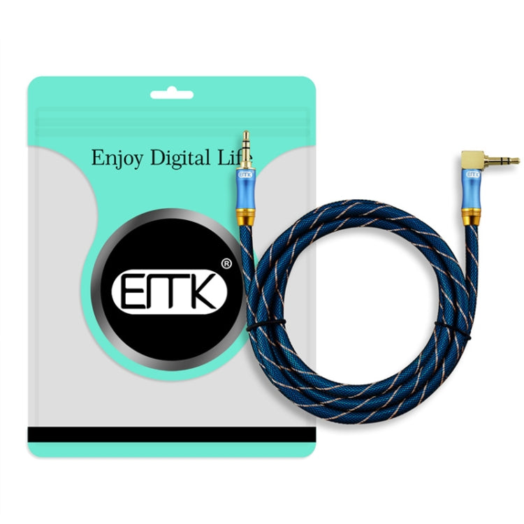 EMK 90-Degree Car 3.5mm Audio Cable Extension Cable, Cable Length: 3M(Blue)