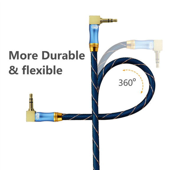 EMK 90-Degree Car 3.5mm Audio Cable Extension Cable, Cable Length: 5M(Blue)