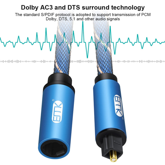 EMK Male To Female SPDIF Paired Digital Optical Audio Extension Cable, Cable Length: 1m (Blue)