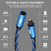 EMK Male To Female SPDIF Paired Digital Optical Audio Extension Cable, Cable Length: 2m (Blue)
