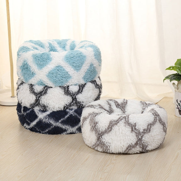 Long-haired Round Pet Kennel Warm Pet Bed, Specification: 60cm(Gray)