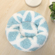 Long-haired Round Pet Kennel Warm Pet Bed, Specification: 60cm(Blue)