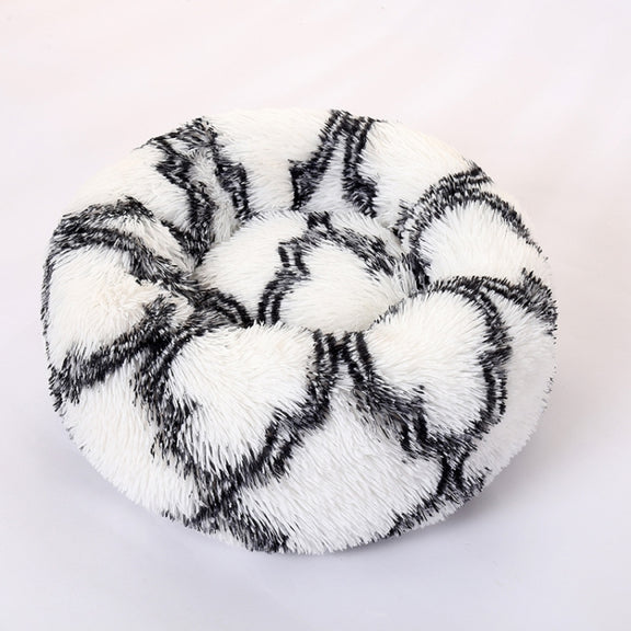 Long-haired Round Pet Kennel Warm Pet Bed, Specification: 60cm(Dark Gray)
