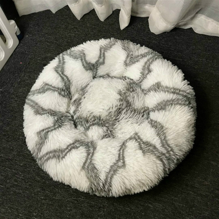 Long-haired Round Pet Kennel Warm Pet Bed, Specification: 60cm(Gray)