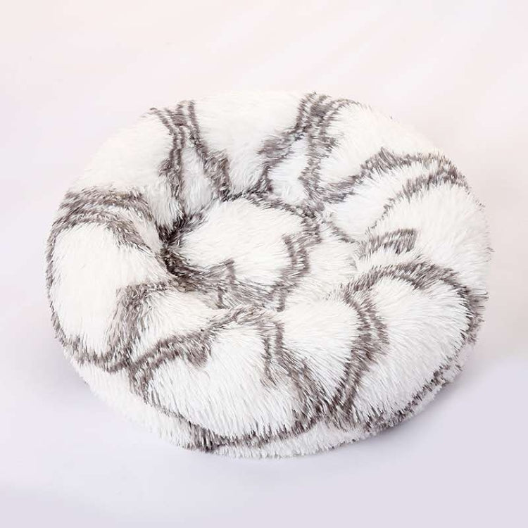 Long-haired Round Pet Kennel Warm Pet Bed, Specification: 60cm(Gray)