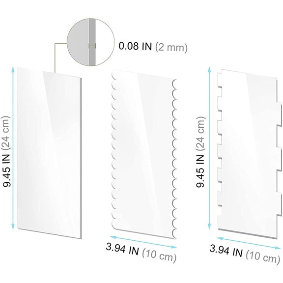 6 In 1 Clear Acrylic Cake Scraper Smoothing Tool Set