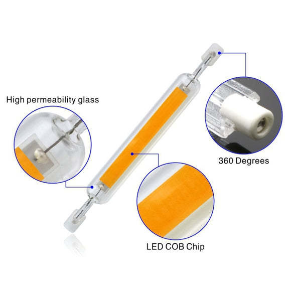 78MM 10W R7S LED COB Dimmer Glass Lamp Double-end Horizontal Plug-in Light(110V Warm White Light)