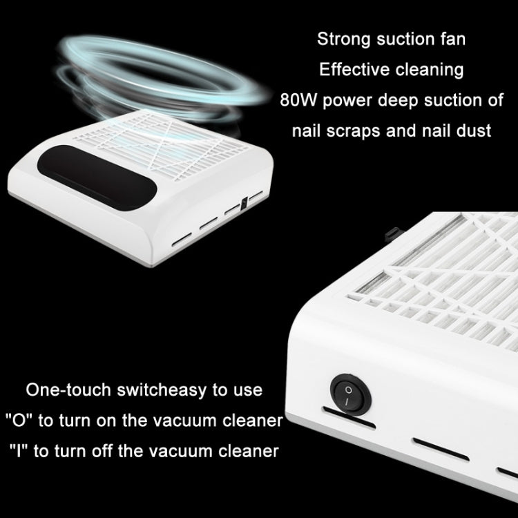 80W Manicure Vacuum Cleaner With Pull-Out Filter, Specification: EU Plug (Silver)