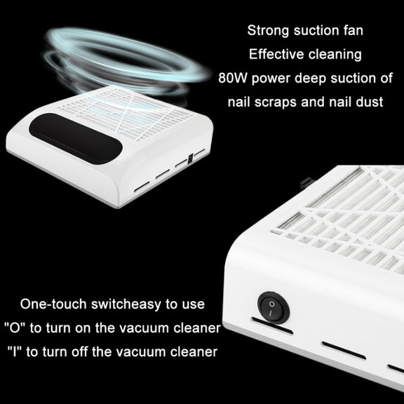 80W Manicure Vacuum Cleaner With Pull-Out Filter, Specification: EU Plug (Silver)