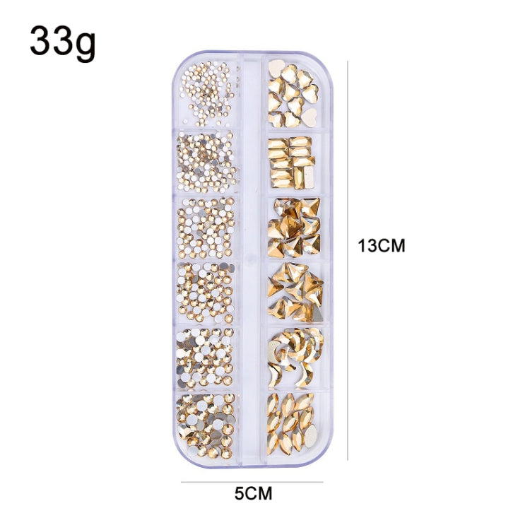 12 Grid Flat Bottom Shaped Nail Rhinestones Nail Decoration, Specification: 01