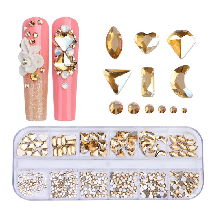 12 Grid Flat Bottom Shaped Nail Rhinestones Nail Decoration, Specification: 06