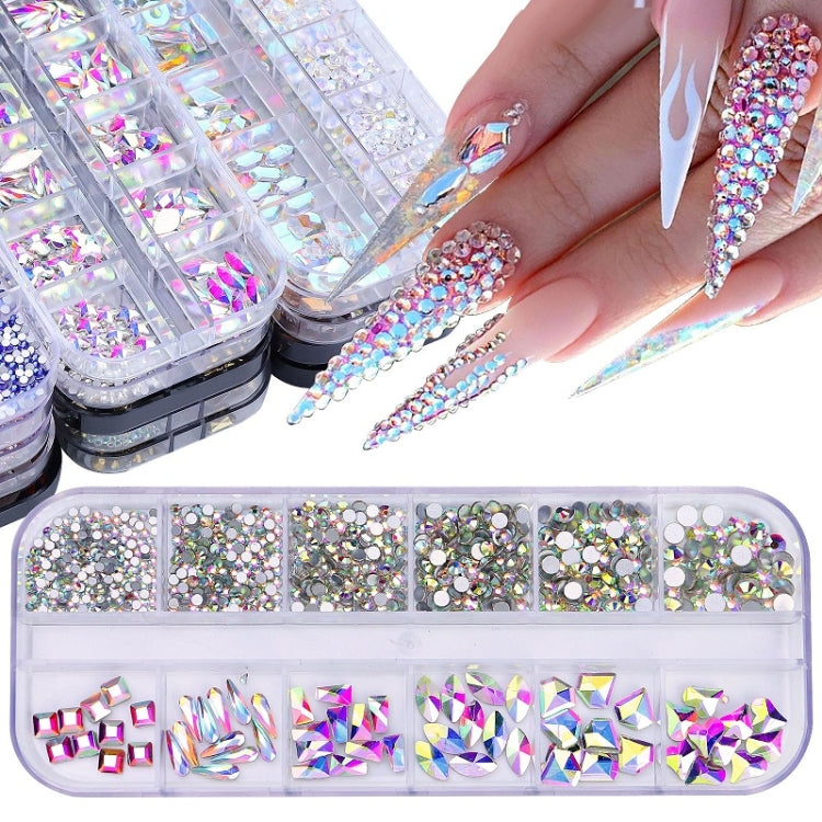 12 Grid Flat Bottom Shaped Nail Rhinestones Nail Decoration, Specification: 06