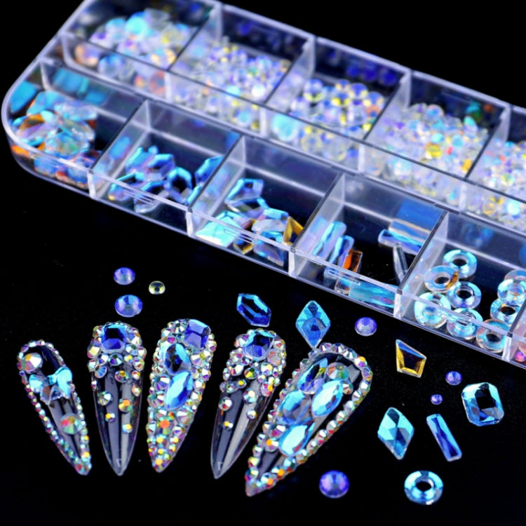 12 Grid Flat Bottom Shaped Nail Rhinestones Nail Decoration, Specification: 07