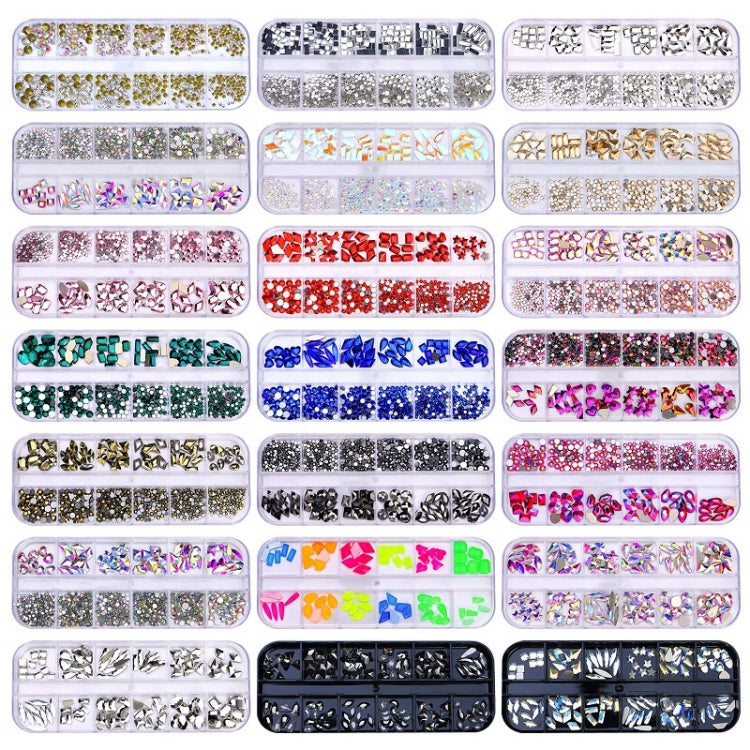 12 Grid Flat Bottom Shaped Nail Rhinestones Nail Decoration, Specification: 13