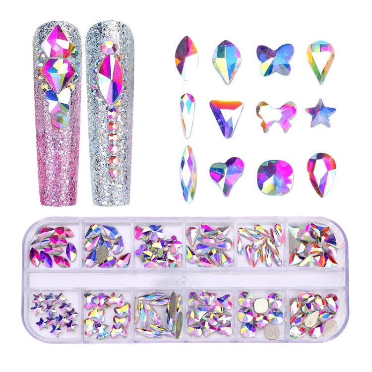 12 Grid Flat Bottom Shaped Nail Rhinestones Nail Decoration, Specification: 18