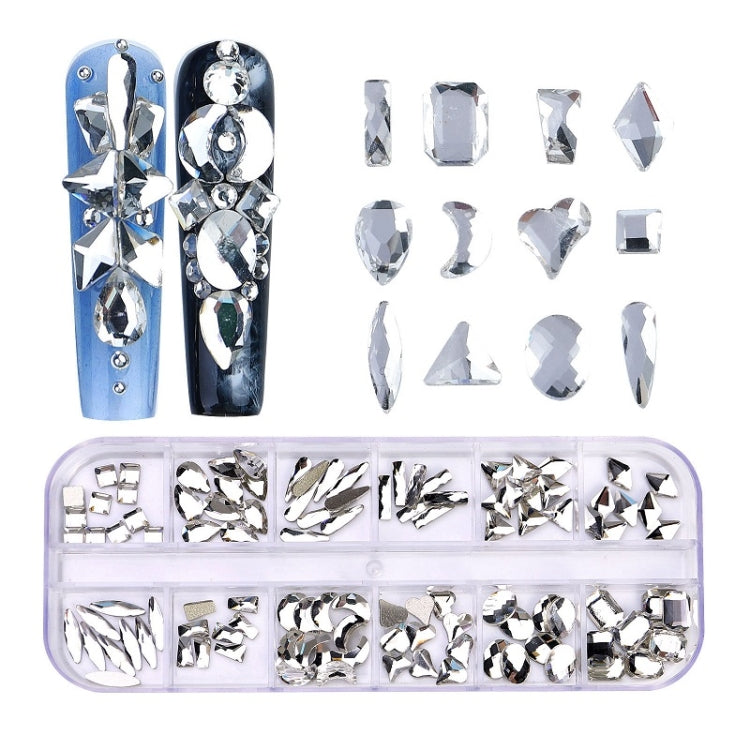 12 Grid Flat Bottom Shaped Nail Rhinestones Nail Decoration, Specification: 19