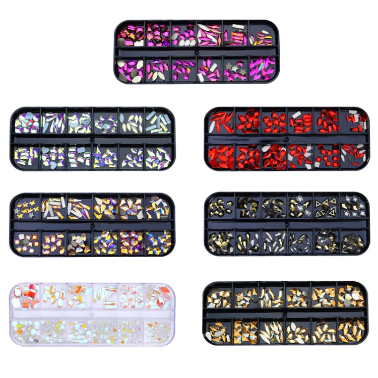 12 Grid Flat Bottom Shaped Nail Rhinestones Nail Decoration, Specification: 23