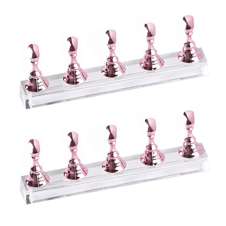 2 PCS Nail Art Chessboard Holder Nail Sheet Acrylic Base Practice Stand(Pink)