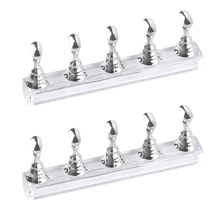 2 PCS Nail Art Chessboard Holder Nail Sheet Acrylic Base Practice Stand(Silver)