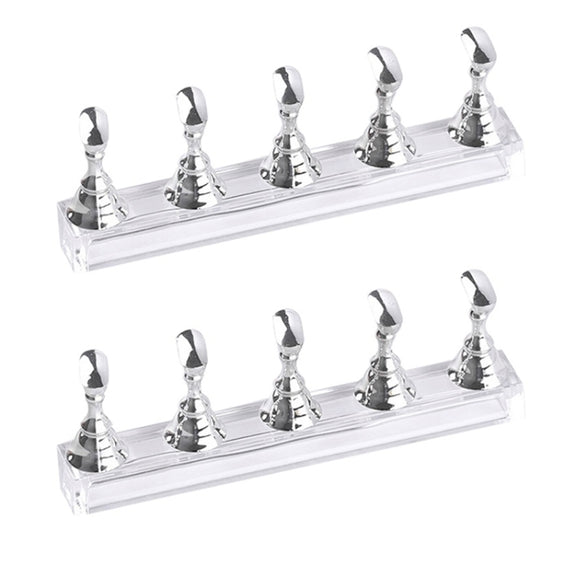 2 PCS Nail Art Chessboard Holder Nail Sheet Acrylic Base Practice Stand(Silver)