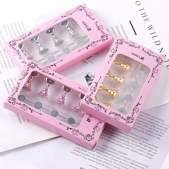 2 PCS Nail Art Chessboard Holder Nail Sheet Acrylic Base Practice Stand(Gold)
