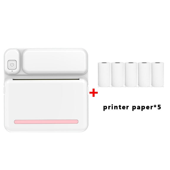 C19 200DPI Student Homework Printer Bluetooth Inkless Pocket Printer Pink Printer Paper x 5
