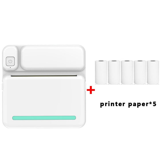 C19 200DPI Student Homework Printer Bluetooth Inkless Pocket Printer Blue Printer Paper x 5