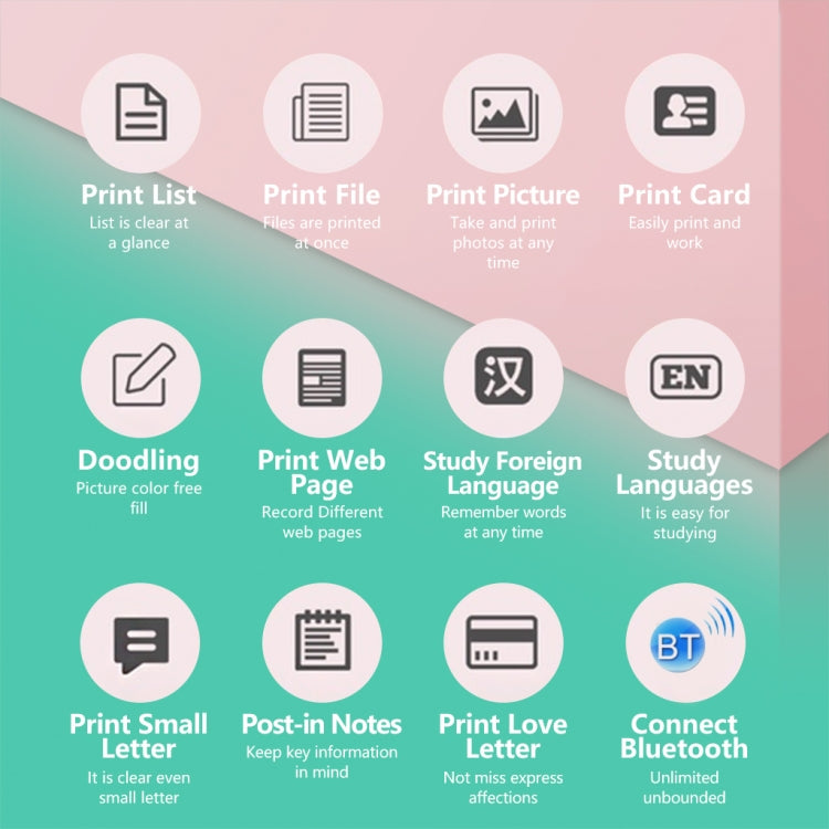 C19 200DPI Student Homework Printer Bluetooth Inkless Pocket Printer Blue Printer Paper x 5