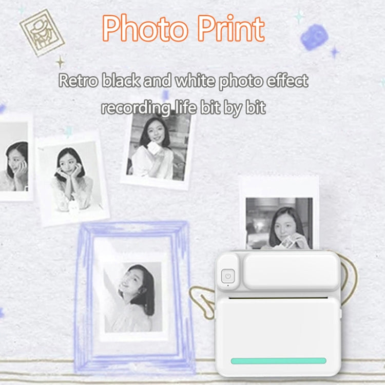 C19 200DPI Student Homework Printer Bluetooth Inkless Pocket Printer Blue Printer Paper x 5