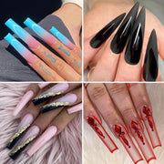 240 PCS/Box Thin Soft Transparent Nail Pieces, Shape：Super Long Pointed Nails