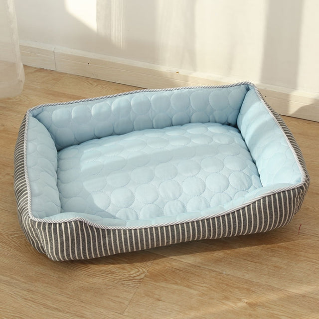 Summer Cold Feeling Dog Cat Kennel Ice Silk Cool Den L(Blue)