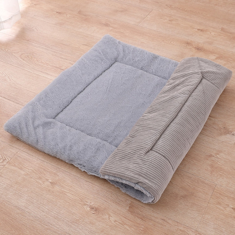 Double Sided Pet Mat Four Seasons Warm Dog Blanket,Size: L(Wick Strip Gray)