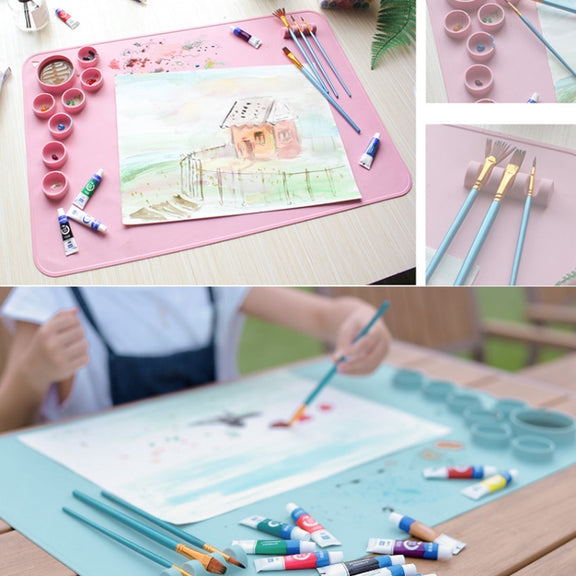 Silicone Children Drawing Pad Wipeable Washable Paint Palettes(Pink)