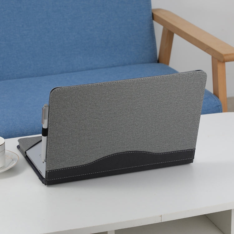Leather All-inclusive Anti-drop Protective Case For Microsoft Surface Laptop Studio(Cotton Cloth Texture-Light Gray)