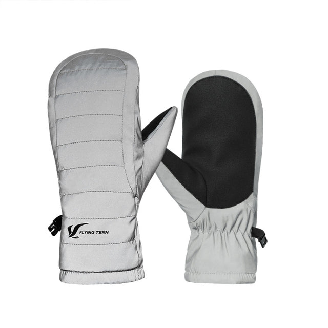 FLYING TERN 307 Outdoor Sports Fleece Water-resistant Wear-resistant Children Gloves(Reflective Silver)