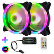 Computer CPU RGB luminous Radiator 2 Fans+Remote Control - Fan Cooling by PMC TechLife | Online Shopping South Africa | PMC TechLife | Buy Now Pay Later Mobicred