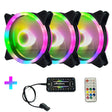 Computer CPU RGB luminous Radiator 3 Fans+Remote Control - Fan Cooling by PMC TechLife | Online Shopping South Africa | PMC TechLife | Buy Now Pay Later Mobicred