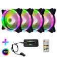 Computer CPU RGB luminous Radiator 4 Fans+Remote Control - Fan Cooling by PMC TechLife | Online Shopping South Africa | PMC TechLife | Buy Now Pay Later Mobicred