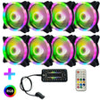 Computer CPU RGB luminous Radiator 8 Fans+Remote Control - Fan Cooling by PMC TechLife | Online Shopping South Africa | PMC TechLife | Buy Now Pay Later Mobicred