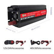 Gurxun 8000W High Power Household Car Sine Wave Inverter, Specification: 60V To 220V